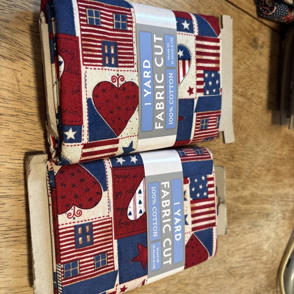 2 David Textiles USA Country Americana 1 Yard PreCut Fabric 100% Cotton Red Blue